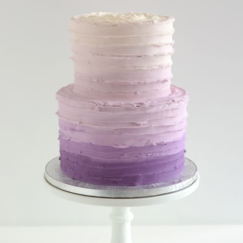 Purple And White Graduation Cakes, One Tier Purple Wedding Cake, Purple Birthday Cake Two Tier, Purple Tiered Birthday Cake, Lavender Ombre Cake, Purple Cake Designs Birthday 2 Tier, Purple Ombre Birthday Cake, Purple Macaron Cake, Two Tier Ombre Cake