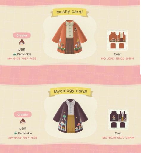 Animal Crossing Cardigan, Acnh Cottagecore Clothes, Cottagecore Acnh, Acnh Fashion, Acnh Custom Designs, Cottagecore Animal Crossing, Clothing Codes, Acnh Cottagecore, Acnh Clothes