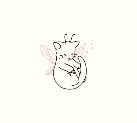 Cat Line Drawing Tattoo, Made In Hell Tattoo, Cat With Wings, Ali Smith, Cat Tattoo Designs, Cute Little Tattoos, Cute Tiny Tattoos, A Cute Cat, Line Art Tattoos