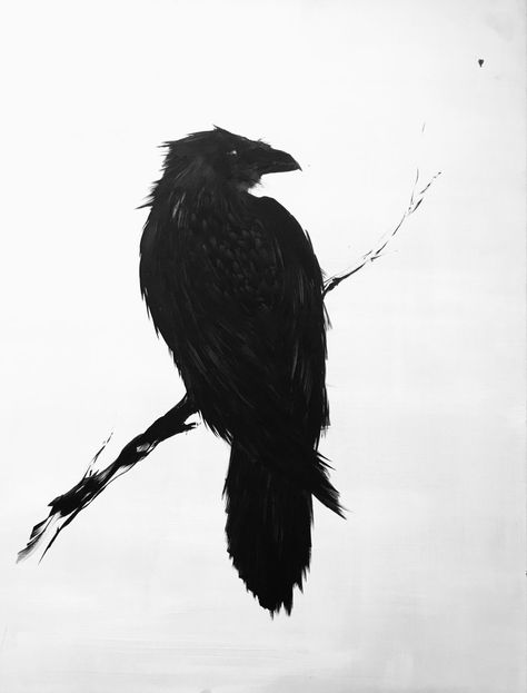 Raven Painting, Rabe Tattoo, Crows Drawing, Crow Tattoo Design, Crow Painting, Art On Cardboard, Meaningful Tattoo Quotes, Crow Tattoo, Scene Drawing