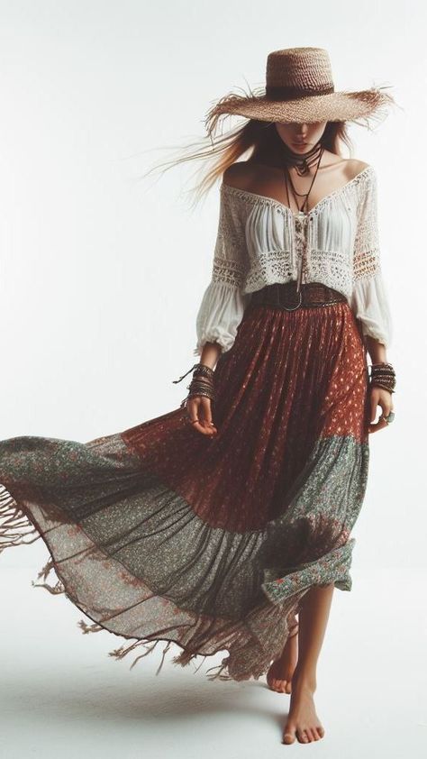 Boeheim Outfits, Bohemian Pants Outfit, Craft Clothes, Hippy Style, Bohemian Style Clothing, Boho Style Outfits, Hippie Style Clothing, Fashion Boho, Boho Chic Outfits