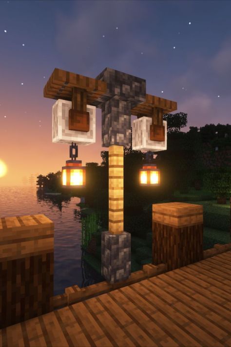 Minecraft Light Ideas, Minecraft Lighting Ideas, Minecraft Lantern, Minecraft Interior Ideas, Minecraft Table, Minecraft Lamp, Minecraft Light, Minecraft Tree, Minecraft Shops