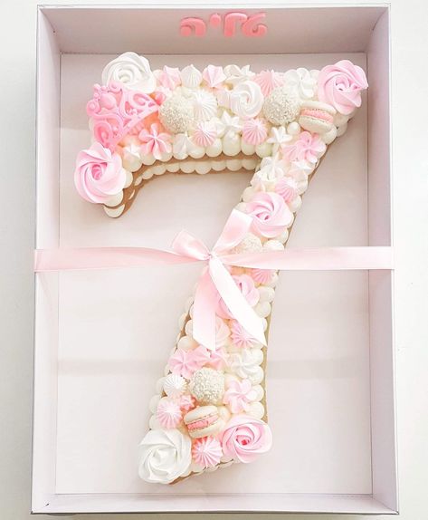 7 Number 7 Cake Girl, Number Cakes For Girls Birthday, Pastel Number Cake, 1st Birthday Cake For Girls Number 1, Girly Number Cake, Alphabet Cake, Number Birthday Cakes, 7 Cake, 7th Birthday Cakes