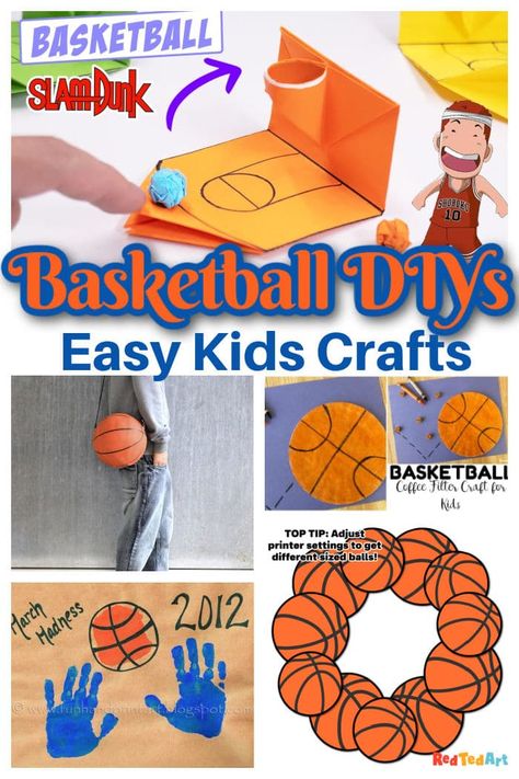 Looking for some fun March Crafts. Dry some Basketball crafts for the March Playoffs or for any Baskteball themed party. Love the cimplicity of the basketball wreath printable. But many more fun ideas here - Basketball Crafts for Kids! Basketball Crafts Diy, Sports Crafts For Kids Art Projects, Basketball Crafts Preschool, March Madness Activities For Kids, Sports Themed Crafts For Kids, Preschool Sports Crafts, Diy Basketball Gifts, Basketball Activities For Kids, Sports Arts And Crafts For Kids