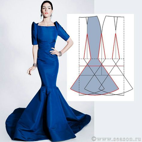 Mermaid Dress Pattern, Pattern Dresses, Tulip Pattern, Sewing Dress, Gown Pattern, Dress Tutorials, Gowns For Girls, Skirt Patterns Sewing, فستان سهرة