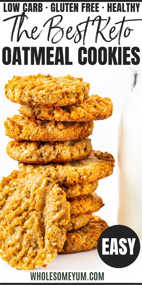 Sugar-Free Keto Oatmeal Cookies Recipe Keto Oatmeal Cookies, Almond Flour Oatmeal Cookies, Almond Flour Oatmeal, Sugar Free Oatmeal Cookies, Low Carb Oatmeal, Sugar Free Oatmeal, Keto Oatmeal, Low Carb Cookies Recipes, Oatmeal Cookies Easy