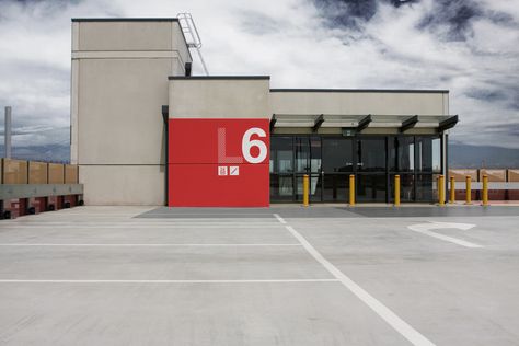 Waterfront car park Warehouses Architecture, Signage And Wayfinding, Park Signage, Wayfinding Signage Design, Wall Signage, Wayfinding Design, Exterior Signage, Signage Display, Factory Design