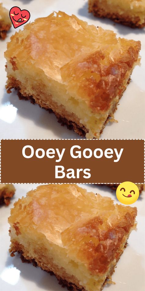 Ooey Gooey Bars Yellow Cake Mix Desserts, Ooey Gooey Butter Bars, Ooey Gooey Butter Cake Recipe, Ooey Gooey Cake, Yellow Cake Mix Recipes, Ooey Gooey Bars, Ooey Gooey Butter Cake, Gooey Cake, Boxed Cake Mixes Recipes