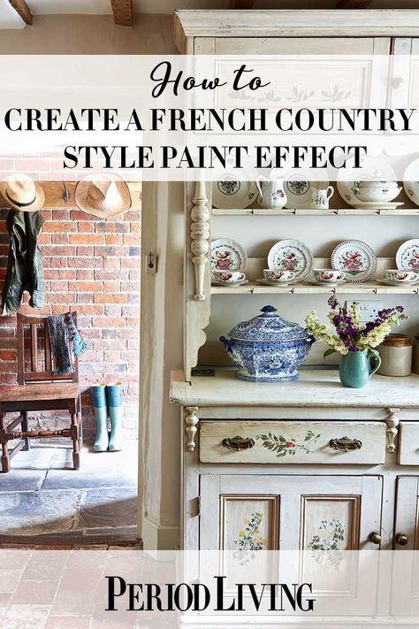 Looking to upcycle your old furniture? A French country style paint effect can transform even the drabbest, clunkiest, let's just go a head and say it, ugliest furniture out there. And it is a really easy weekend DIY project that won't take you long and won't cost very much either.  #DIY #countrypaint #upcyclingfurniture French Country Cabinets, Period Living, French Country Furniture, Paint Effects, Country Furniture, Weekend Projects, Upcycle Projects, French Country Style, Old Furniture