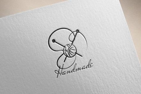 Handmade. Calligraphic Logo Template makelogo Croche Logo Design, Handmade Logo Design Ideas, Crochet Logo Ideas, Stitch Logo Design, Handmade Logo Ideas, Crochet Logo Design Ideas, Knitting Logo Design, Calligraphic Logo, Yarn Logo