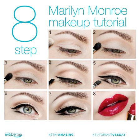 8 Step Marilyn Monroe Makeup Marilyn Monroe Makeup, Marilyn Monroe Hair, Marilyn Monroe Costume, Retro Makeup, Barbie Makeup, Chic Makeup, Vintage Makeup, Kiss Makeup, Fantasy Makeup