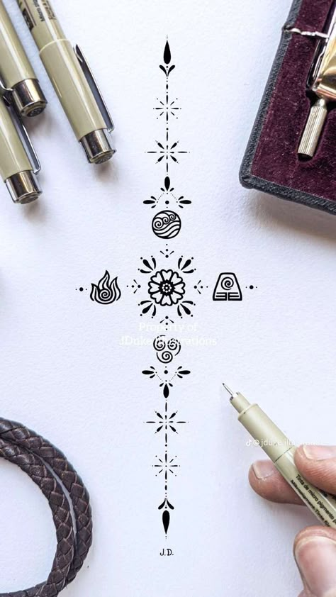 Small Atla Tattoo, Element Tattoo, Atla Tattoo, Avatar Tattoo, Small Girly Tattoos, Minimal Tattoo Design, Elements Tattoo, Mushroom Tattoos, Forarm Tattoos