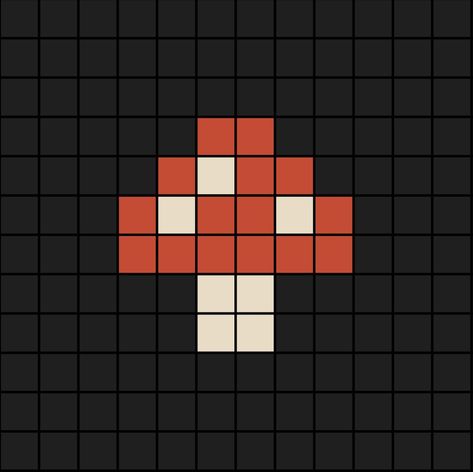 A small pixel art template of the Fly Agaric mushroom (red and almond). Pixel Mushroom Art, Minecraft Pixel Flower, Minecraft Mushroom Pixel Art, Pixel Art Pattern Minecraft, Minecraft Flower Grid, Pixel Art Small Cute, Minecraft Art Pixel, Pixel Art Templates Easy, Minecraft Flowers Pixel Art