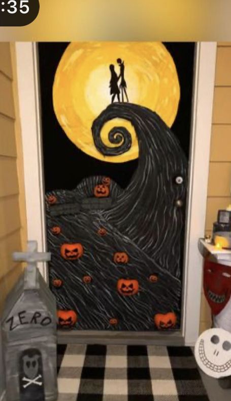 Holiday Doors Nightmare Before Christmas, Halloween Door Decorations Classroom Nightmare Before Christmas, Nightmare Before Christmas Class Door, Jack And Sally Door Decorations, Halloween Locker Ideas, Nightmare Before Christmas Door Decorations Classroom, Nightmare Before Christmas Door Decorating Contest, Best Halloween Door Decorations Contest, Funny Halloween Door Decorations