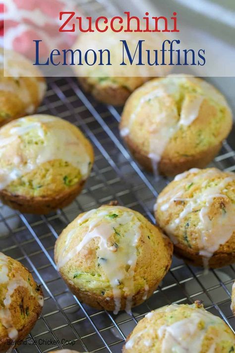 Zucchini muffins with lemon juice and zest in the batter for a perfect balance of flavors. A lemon glaze adds a bit of extra sweetness and lemon flavor! Perfect for breakfast or brunch! Lemon Zucchini Muffins, Use Up Zucchini, Zucchini Bread Muffins, Lemon Muffin Recipes, Zucchini Muffin Recipes, Lemon Zucchini, Healthy Muffin Recipes, Lemon Muffins, Homemade Muffins