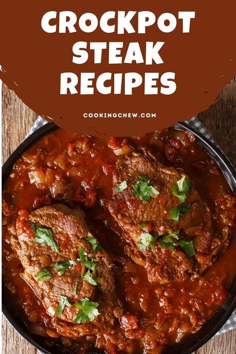 17 Best Crockpot Steak Recipes Tbone Steak In Crock Pot, Tbone Steak Recipe Slow Cooker, Crockpot Chuck Steak Recipes, Slow Cooker Chuck Steak Recipes, Tip Steak Recipes Crock Pots, Crockpot Top Sirloin Steak, Rib Steak Recipe Crockpot, Sirloin Tip Steak Recipes Crockpot, Steaks In Crockpot