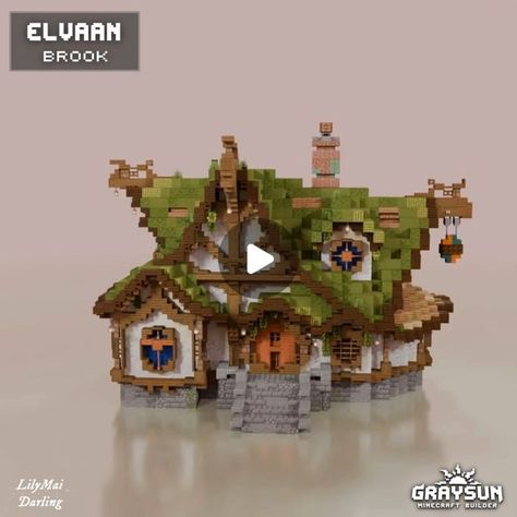 Minecraft Goblin House, Elf House Minecraft, Elven Minecraft Builds, Minecraft Elven Build, Fantasy House Design, Hobbit House Minecraft, Minecraft Swamp House, Elven Minecraft, Minecraft Fairy Village