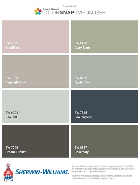 Clary Sage Color Pallet, Clary Sage Coordinating Colors, Chelsea Gray, Comfort Gray, Oyster Bay, House Color, Sage Color, Clary Sage, Paint Stain