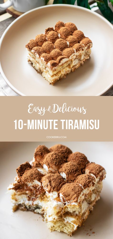 Easy 10-Minute Eggless Tiramisu Eggless Tiramisu Recipe, Mascarpone Recipes, Easy Tiramisu Recipe, Desserts With Few Ingredients, Fast Desserts, New Year's Desserts, Quick Dessert Recipes, Eggless Desserts, Dessert Aux Fruits