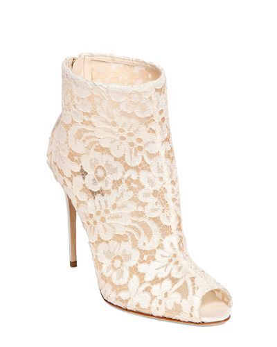 Dolce & Gabbana - White 105mm Beth Mesh Lace Peep-toe Boots - Lyst Heel Boots For Women, Peep Toe Ankle Boots, Lace Ankle Boots, Cowboy Shoes, Bridal Boots, Peep Toe Boots, Lace Booties, Peep Toe Booties, Suede Boots Knee High