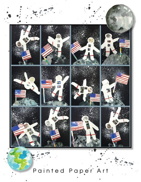 Space Crafts Preschool, Painted Paper Art, Space Art Projects, Space Lessons, Space Preschool, Outer Space Art, Outer Space Theme, Space Activities, Astronaut Art