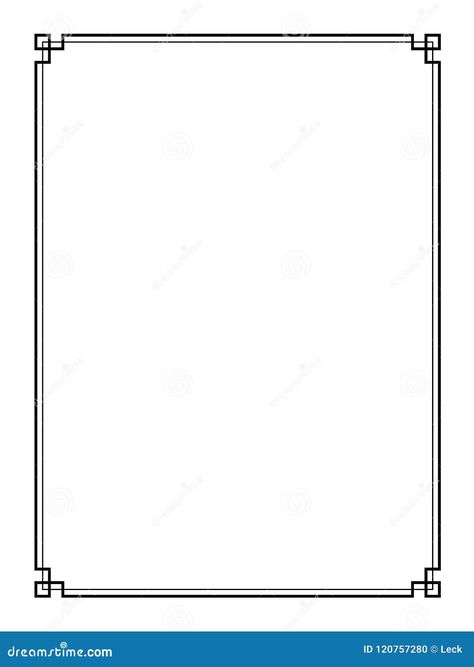 Vector simple page border for fine decorations design Calligraphy Borders Simple, Simple Black Border Design, Page Borders Design Simple, Minimalist Border Design, Simple Page Borders, Calligraphy Borders, Art Deco Border, Line Border, Bond Paper Design