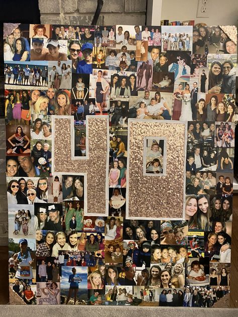 Rose gold 21st Birthday Boy, Photo Collage Diy, 40th Bday Ideas, Rose Gold Party Decor, Birthday Photo Collage, 50th Birthday Party Decorations, Birthday Collage, Creative Gift Wraps, 40th Birthday Decorations