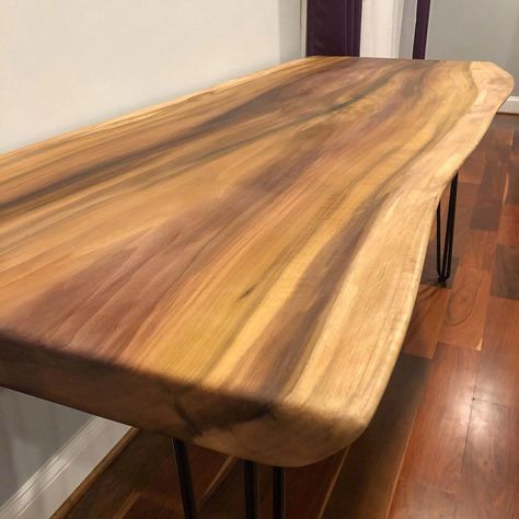 How To Make A Live Edge Resin Table, How To Seal Live Edge Wood, Fake Live Edge Wood, Live Edge Wood Projects, Live Edge Bar Top, Live Edge Wood Furniture, Live Edge Bar, Diy Kitchen Table, Wood Slab Table