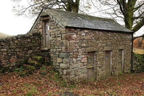 Stone House In The Woods, Small Stone Cottage, Cottage Building, Small Stone House, Cabin Home Decor, Stone Cabin, Stone Buildings, Barn Pictures, Cabin Home