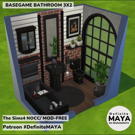 Sims Base Game Rooms, Sims 4 Room Ideas Bathroom, Sims 4 Base Game Apartment, Sims Base Game Bathroom, Sims 4 Bathroom Ideas Base Game, Modern Bathroom Sims 4, Sims 4 Decor Ideas, Sims 4 Cc Bafroom, Sims 4 Basegame Bathroom