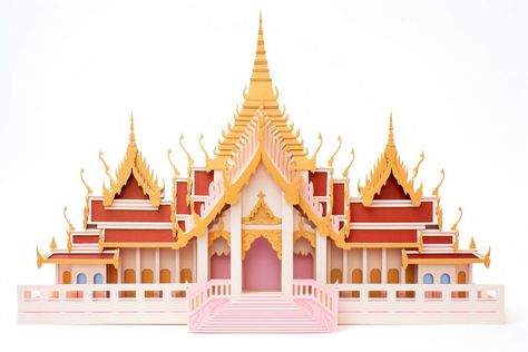 Thai temple architecture building pagoda. AI generated Image by rawpixel. | premium image by rawpixel.com Thai Temple, Temple Architecture, Background Background, Paper Collage, Free Design Resources, Paper Background, Architecture Building, Design Resources, White Background