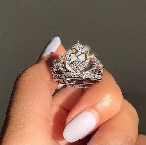 Crown Engagement Ring, Diamond Crown Ring, Crown Ring Princess, Silver Crown Ring, Diamond Crown, Silver Crown, Crown Ring, Zircon Ring, Copper Rings