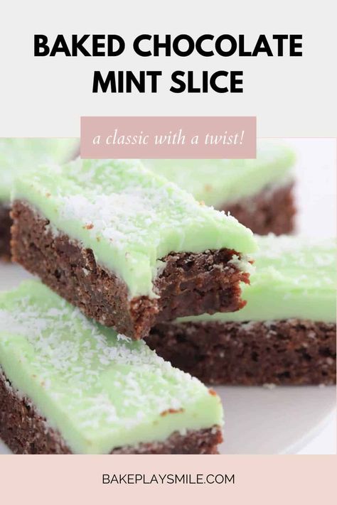 Chocolate Peppermint Slice, Chocolate Mint Slice, Peppermint Slice Recipe, No Bake Slice Recipes, Peppermint Icing, Chocolate Coconut Slice, Holiday Bakes, Cakes Slices, Community Cafe