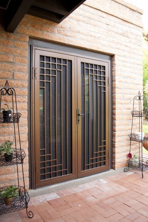 Safty Door Grill Design Latest, French Metal Doors, Metal Security Gate Front Doors, French Window Grill Design, Front Grill Door Design, Grill Main Door Design, Entrance Grill Door Design, Grille Door Design, Grill For Door Design