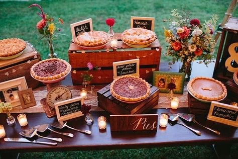 Pie Dessert Table, Wedding Food Table, Buffet Dessert, Wedding Pie, Pie Party, Happy Pi Day, Pie Bar, Table Set Up, Food Table