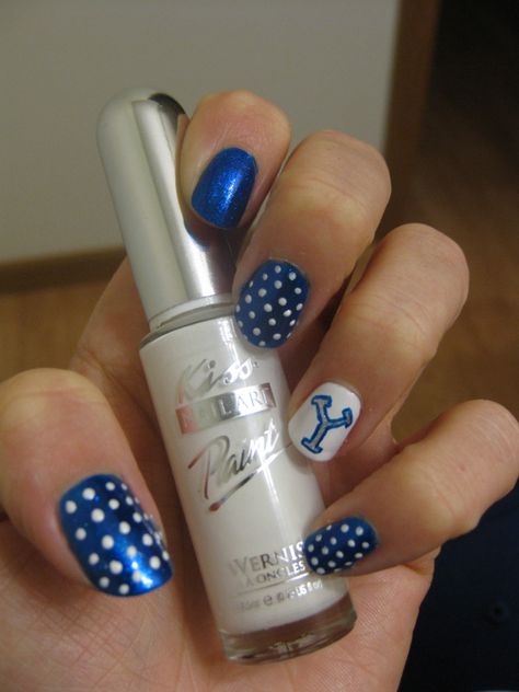 BYU nails im going to do that some day!!! Byu Football Nails, Byu Nails, Pedi Designs, Byu Football, Football Nails, Autumn Phone Wallpaper, Byu Cougars, Toddler Stuff, Step Mom