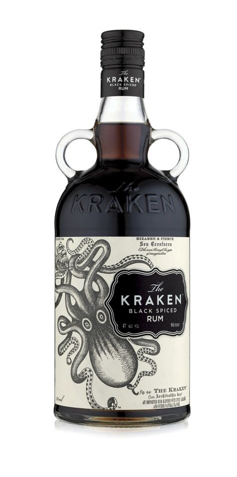 The Kraken Rum Bottle | Communication Arts Liquor List, Kraken Rum, Rum Bottle, Caribbean Rum, Alcohol Packaging, The Kraken, Octopus Pendant, Alcohol Bottles, Spiced Rum