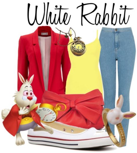 Alice in Wonderland Casual Alice In Wonderland Outfits, Alice In Wonderland Disney Bounding, White Rabbit Alice In Wonderland Costume Diy, White Rabbit Disneybound, Alice In Wonderland Cosplay Diy, White Rabbit Outfit Ideas, Alice In Wonderland Outfits Ideas, Alice In Wonderland Outfit Ideas Casual, Alice In Wonderland Bounding