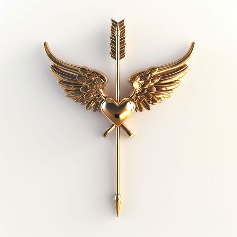 Golden cupid arrow jewelry symbol white background. | premium image by rawpixel.com / Fluke Golden Arrow, Cupid Arrow, Cupid Aesthetic, Septimus Heap, Arrow Symbol, Arrow Jewelry, Cupids Arrow, 3d Icons, Ap Art