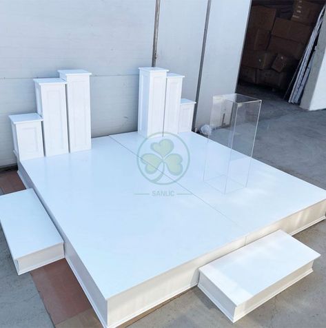 Custom Wood Wedding Stage Decoration Stand for Wedding Ceremony SL-S2221CWWS Stage For Wedding, Stage Platform, Decoration Stand, Farmhouse Bar, Wedding Ceremony Arch, Stage Decoration, Crossback Chairs, Wedding Stage Decorations, Ceremony Arch