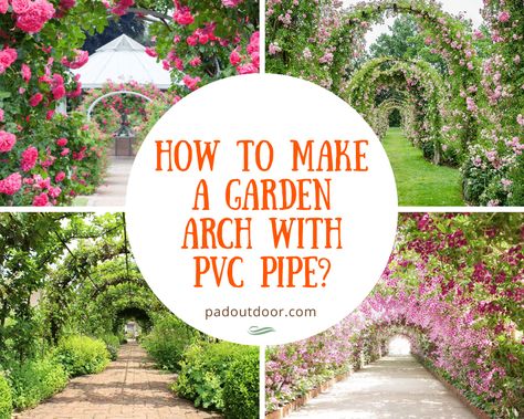 Pvc Garden Arch, Pvc Arch Trellis, Diy Garden Arch Cheap, Moongate Diy, Arch Garden Ideas, Pvc Pipe Arch Diy, Pvc Arch Diy, Diy Garden Archway, Diy Garden Arch Trellis