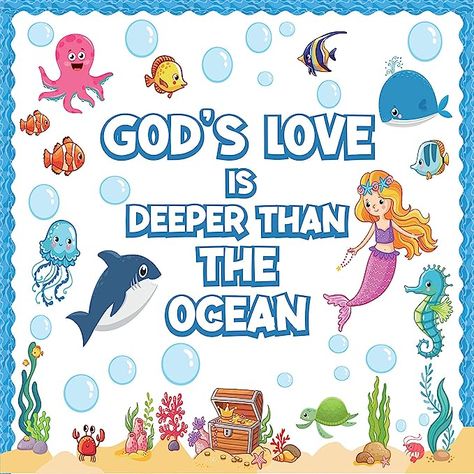 Amazon.com : Under The Sea Bulletin Board Set Ocean Creatures Educational Classroom Decorations Sea Animal Jeweled Fish Cutouts Divers Cutouts Treasure Box Cutouts for Classroom Wall Decor : Office Products Under The Sea Bulletin Board, Fish Bulletin Boards, Sea Bulletin Board, Ocean Bulletin Board, Beach Theme Classroom, Ocean Theme Preschool, Sunday School Decorations, Ocean Theme Classroom, Birthday Bulletin Boards