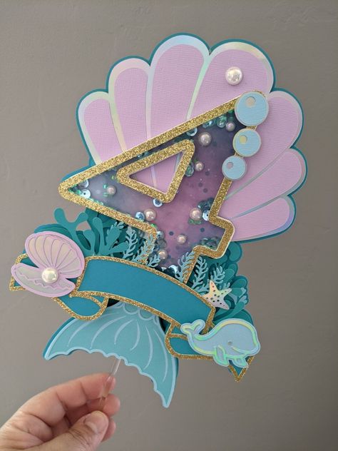 Diy Cake Topper Birthday, Cricut Cake, Mermaid Birthday Party Decorations, Mermaid Theme Birthday Party, 3d Cake Toppers, Mermaid Cake Topper, Idee Cricut, Mermaid Party Decorations, Birthday Cake Topper Printable