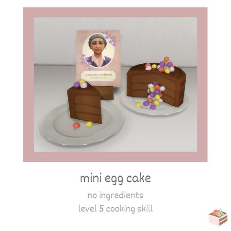 Mini Egg Cake, Sims4 Food, Mini Eggs Cake, Sims 4 Kitchen, Sims Houses, Egg Cake, Mini Egg, Sims Building, Sims Games