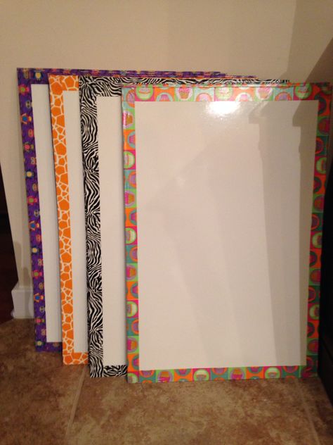 I created these 16" x 24" small white boards using one sheet of shower board that I purchased and had cut at Home Depot.  One sheet of shower board made 12 smaller white boards. I put colorful duct tape around the edges of each. These are great for small group activities and allow your students to share their ideas. (My daughter even grabbed one to hang in her room as a "reminder board"!) Small White Board, Reminder Board, White Boards, Small Group Activities, Group Activities, Duct Tape, Small Group, White Board, Small Groups