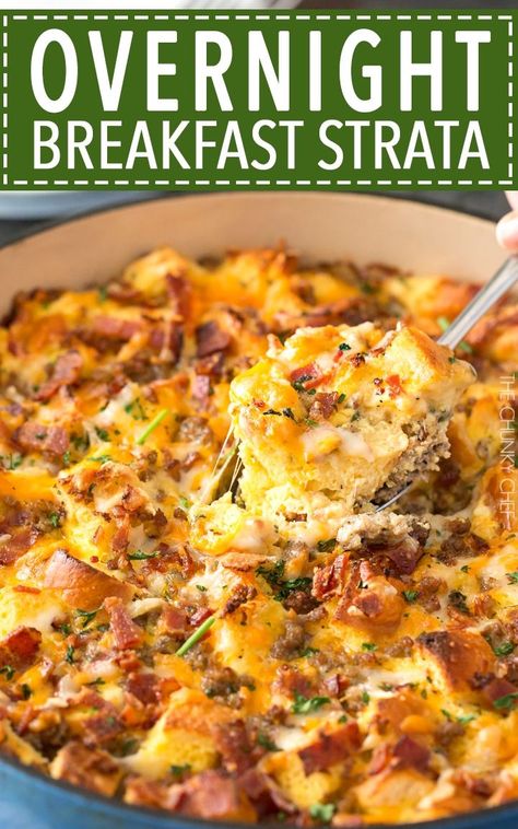 Ontbyt Geregte, Overnight Meals, Breakie Ideas, Brunch Casseroles, Strata Recipes Breakfast, Omelette Recipes, Egg Bakes, Christmas Breakfast Casserole, Strata Recipes