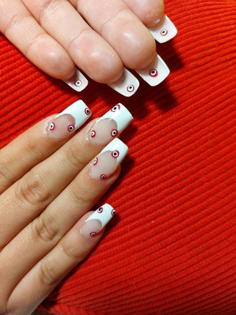 Red Evil Eye Nails, Red Evil Eye, Evil Eye Nails, Eye Nails, Shoe Nails, Prom Ideas, Evil Eyes, Nails 2024, Birthday Nails