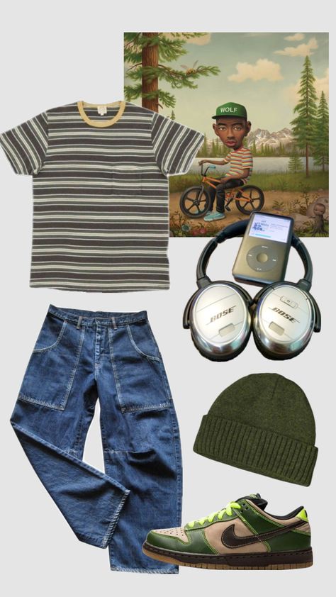 Tyler The Creator Outfits Inspiration, Macys Outfits, Wolf Outfit, Tyler The Creator Outfits, Mens Smart Casual Outfits, Street Wear Outfits, Aesthetic Outfit Ideas, Concert Looks, Concert Fits