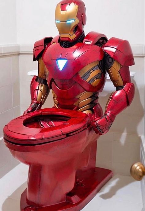 Superhero Bathroom Decor, New Bathtub, Superhero Bathroom, Cool Toilets, Funny Facebook Posts, Iron Man Pictures, Alice In Wonderland Props, Marvel Wallpaper Hd, Man Pictures