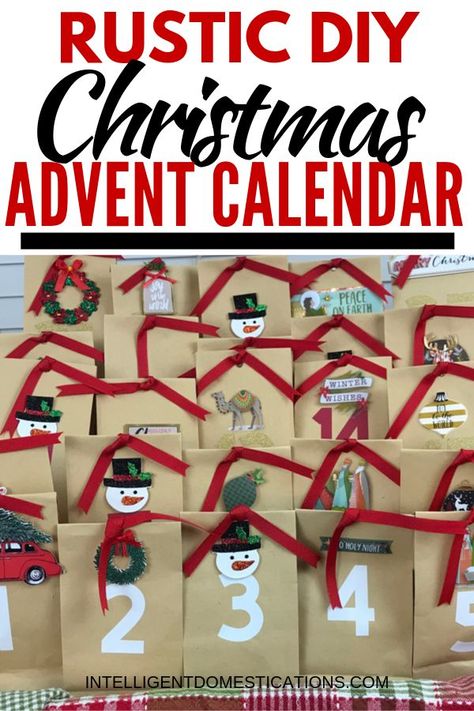 Make this easy DIY paper bag advent calendar for the kids to enjoy the anticipation of Christmas Day. You can stuff the bags with whatever you like or grab our free printables. Paper Bag Advent Calendar, Bag Advent Calendar, Diy Christmas Advent Calendar, Diy Christmas Advent, Diy Paper Bag, Calendar Advent, Christmas Advent Calendar Diy, Decor Plants, Christmas Countdown Calendar